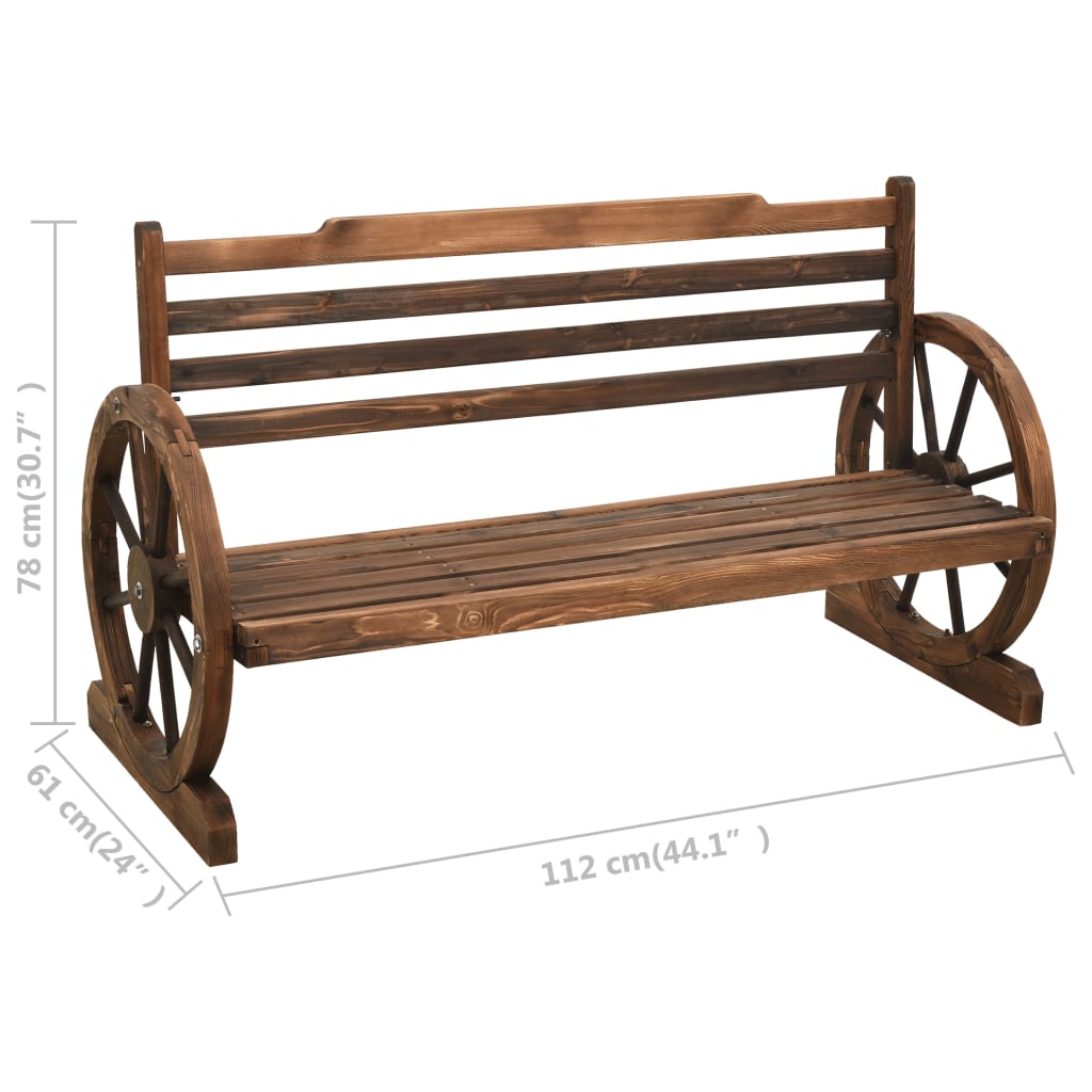 vidaXL Wheel Bench Garden Wooden Wheel Bench with Backrest Solid Wood Fir-7