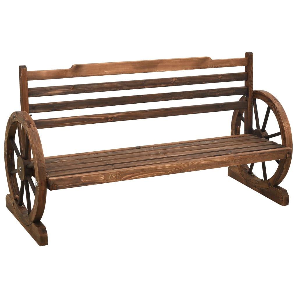 vidaXL Wheel Bench Garden Wooden Wheel Bench with Backrest Solid Wood Fir-11