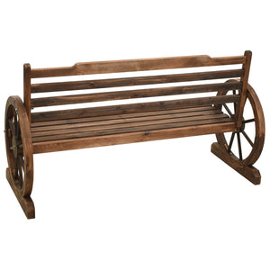 vidaXL Wheel Bench Garden Wooden Wheel Bench with Backrest Solid Wood Fir-1