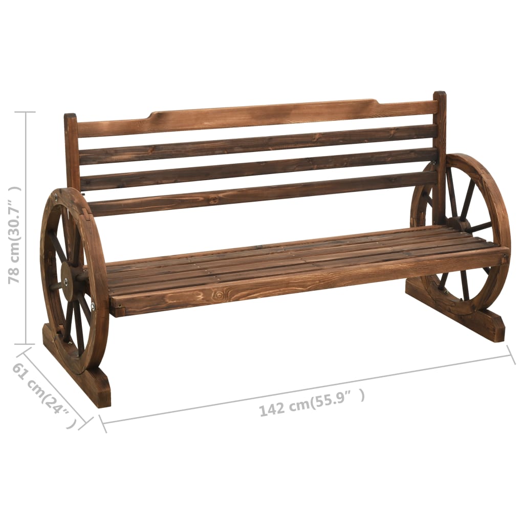 vidaXL Wheel Bench Garden Wooden Wheel Bench with Backrest Solid Wood Fir-9