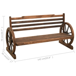 vidaXL Wheel Bench Garden Wooden Wheel Bench with Backrest Solid Wood Fir-9