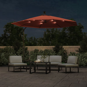 vidaXL Cantilever Umbrella Parasol with Solar LEDs Patio Umbrella Sunshade-77