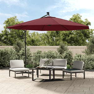 vidaXL Cantilever Umbrella Parasol with Solar LEDs Patio Umbrella Sunshade-4