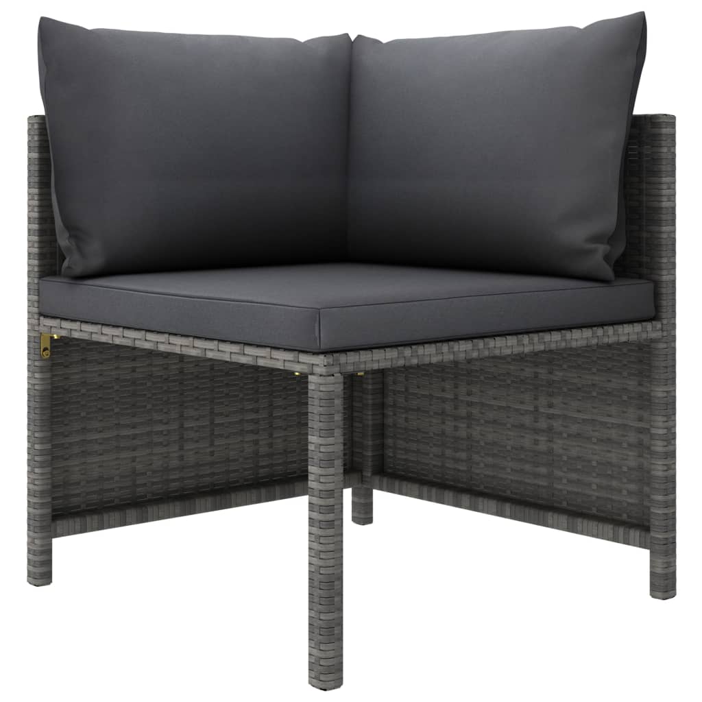 vidaXL Sectional Corner Sofa with Cushions Gray Poly Rattan-0