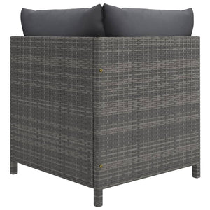 vidaXL Sectional Corner Sofa with Cushions Gray Poly Rattan-3