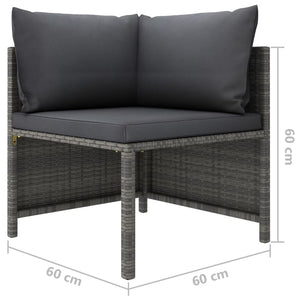 vidaXL Sectional Corner Sofa with Cushions Gray Poly Rattan-4