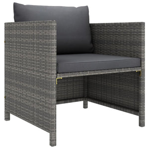 vidaXL Patio Sofa with Cushions Gray Poly Rattan-0