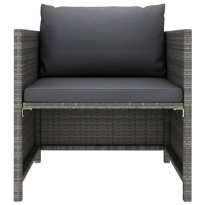 vidaXL Patio Sofa with Cushions Gray Poly Rattan-1