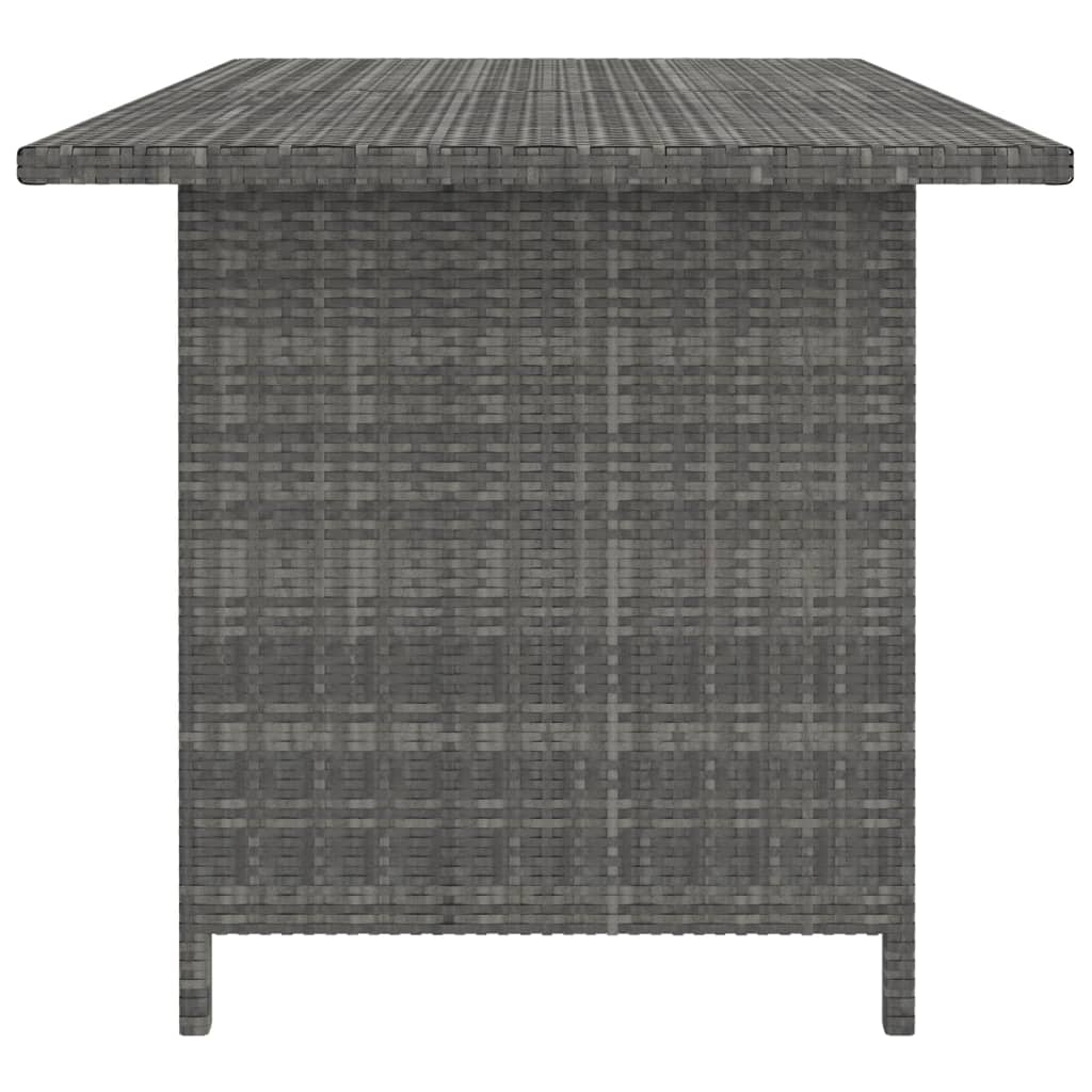 vidaXL Patio Dining Table Gray 43.3"x27.6"x25.6" Poly Rattan-2