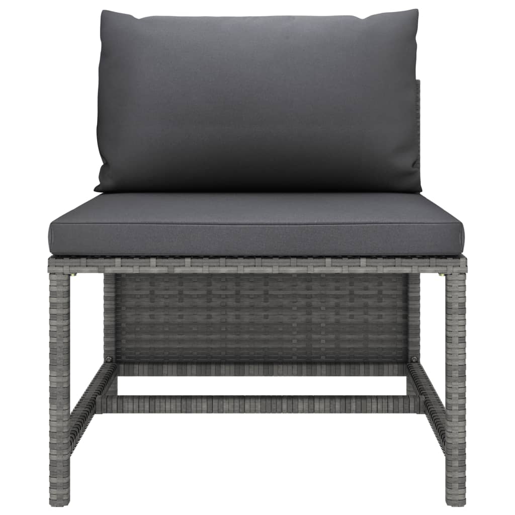 vidaXL 5 Piece Patio Sofa Set with Cushions Gray Poly Rattan-7