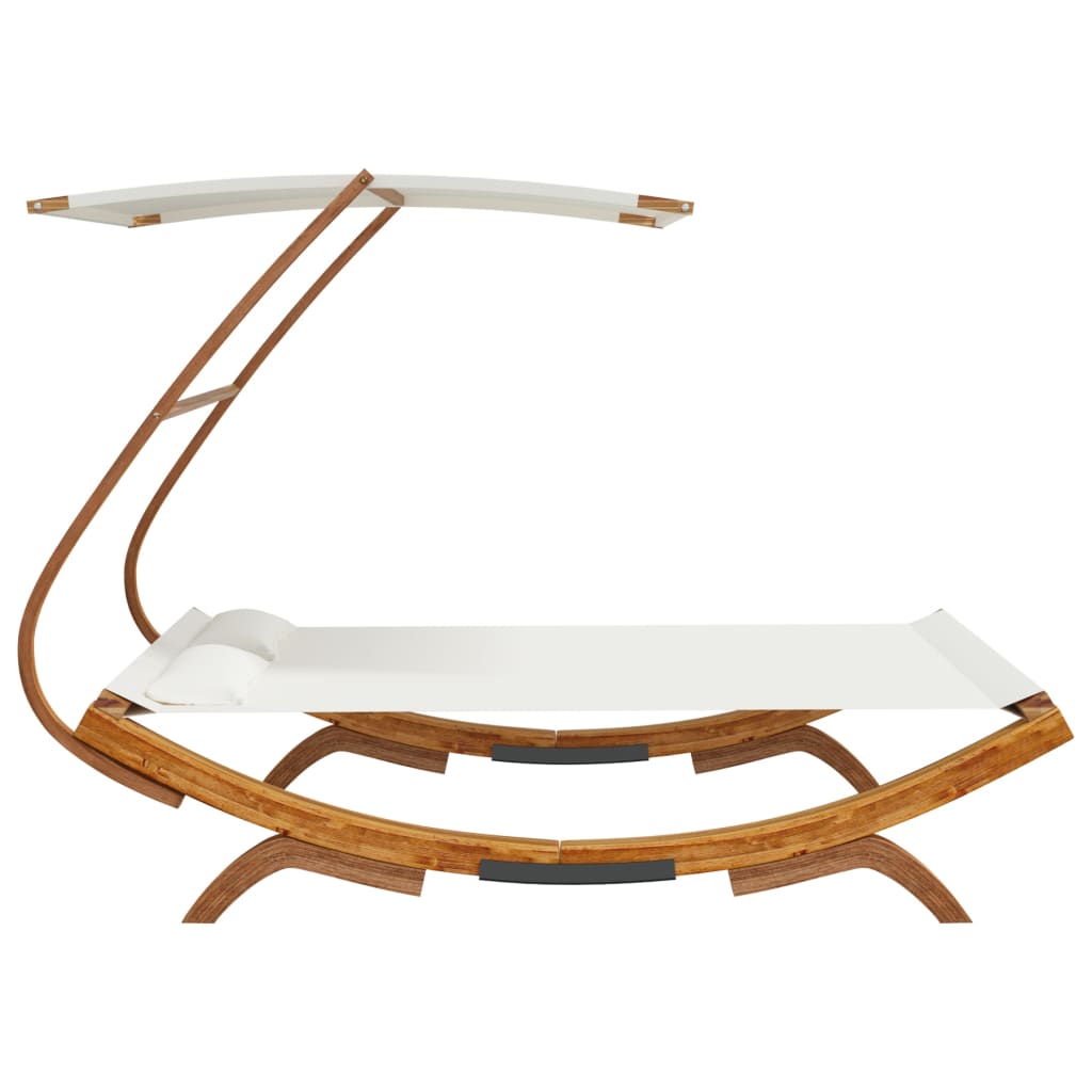 vidaXL Outdoor Double Chaise Lounge Patio Daybed with Canopy Solid Wood Bent-2