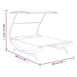 vidaXL Outdoor Double Chaise Lounge Patio Daybed with Canopy Solid Wood Bent-13