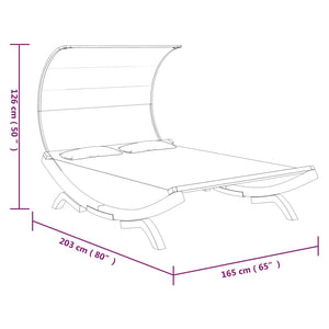 vidaXL Outdoor Double Chaise Lounge Patio Daybed with Canopy Solid Wood Bent-4