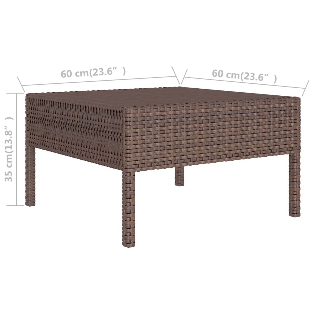 vidaXL 9 Piece Patio Lounge Set with Cushions Poly Rattan Brown-6