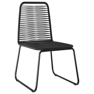 vidaXL Patio Chairs Outdoor Patio Dining Chair with Backrest Poly Rattan Black-3