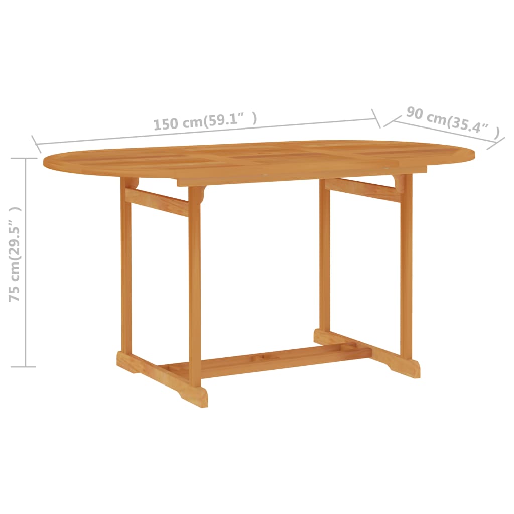 vidaXL Patio Table 59.1"x35.4"x29.5" Solid Teak Wood-0