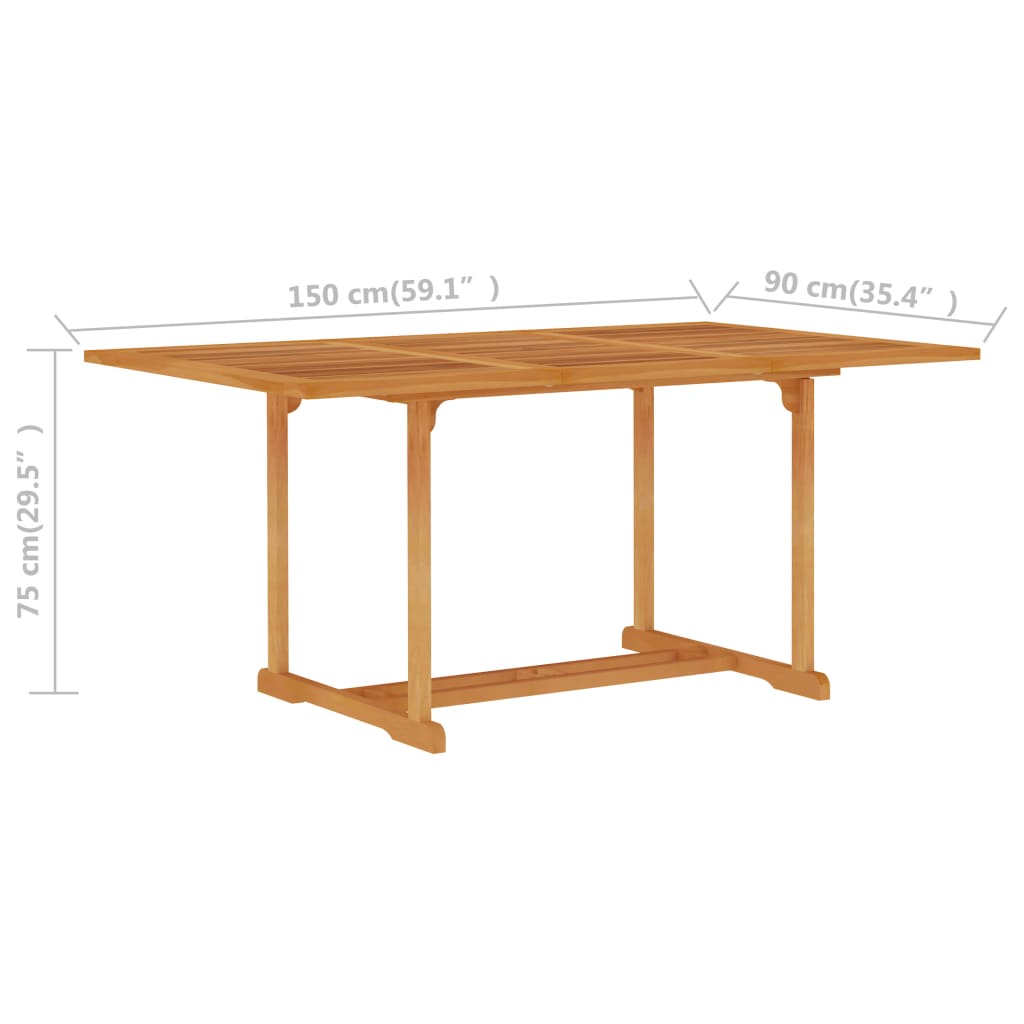 vidaXL Patio Table 59.1"x35.4"x29.5" Solid Teak Wood-4