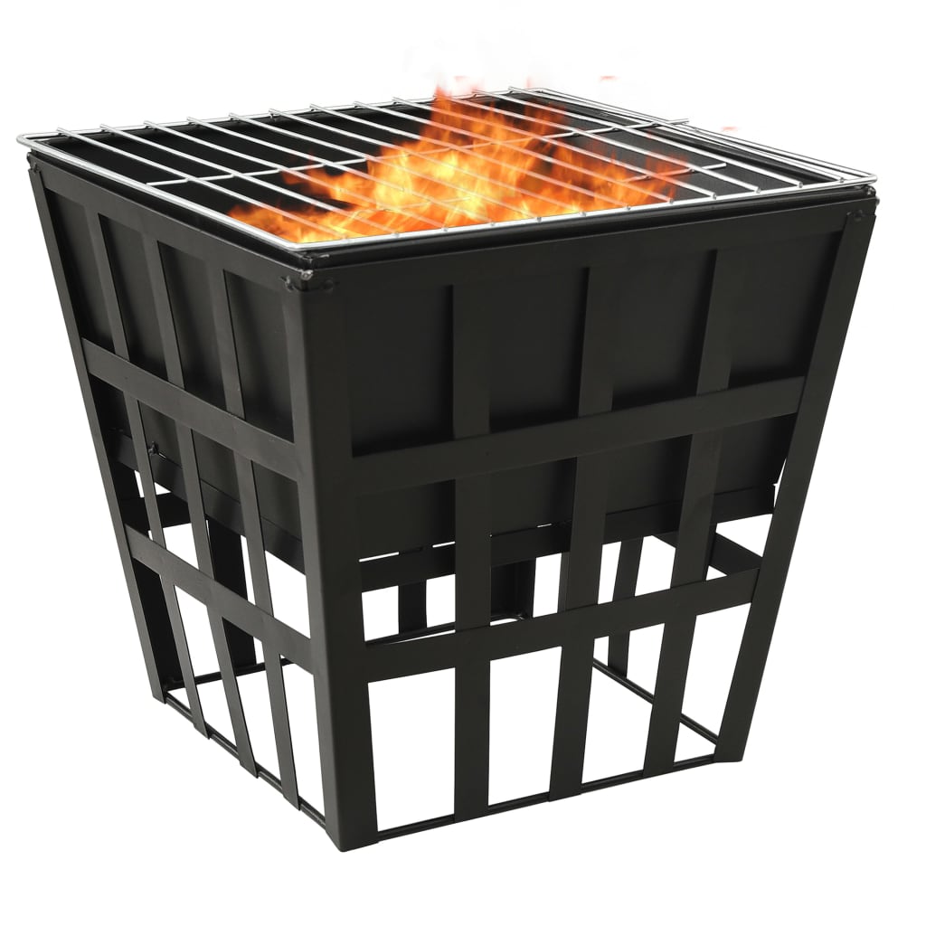 vidaXL 2-in-1 Fire Pit and BBQ 13.4"x13.4"x18.9" Steel-2