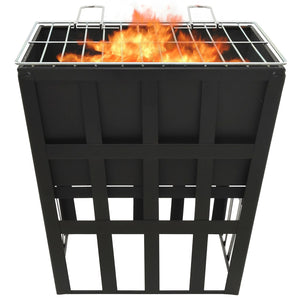 vidaXL 2-in-1 Fire Pit and BBQ 13.4"x13.4"x18.9" Steel-3