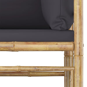 vidaXL Patio Corner Sofa with Dark Gray Cushions Bamboo-2