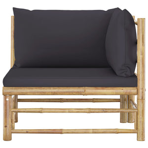 vidaXL Patio Corner Sofa with Dark Gray Cushions Bamboo-3