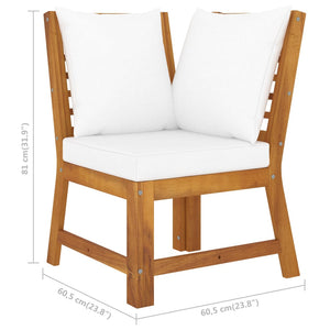 vidaXL 4 Piece Patio Lounge Set with Cushion Cream Solid Acacia Wood-11