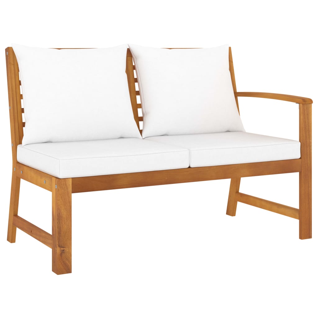 vidaXL 4 Piece Patio Lounge Set with Cushion Cream Solid Acacia Wood-3