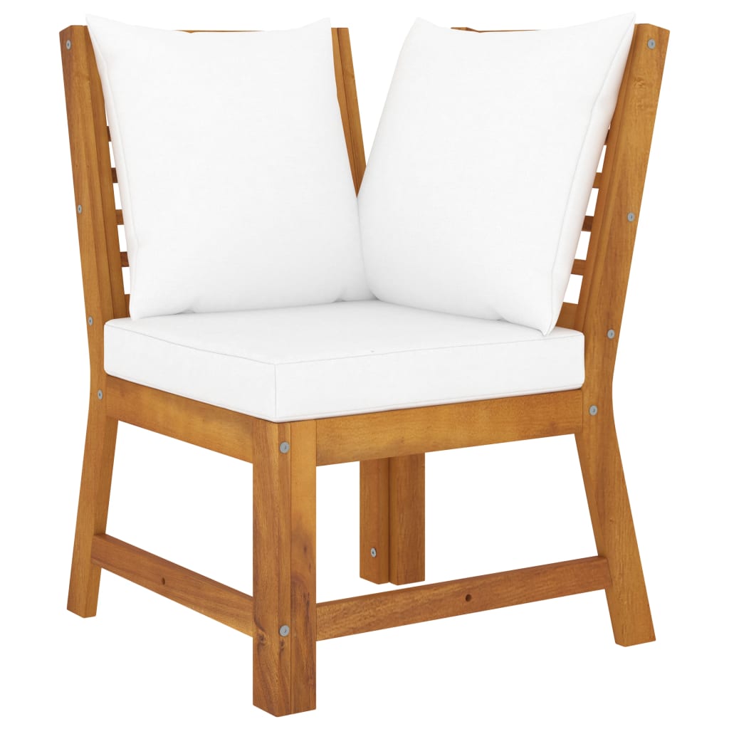 vidaXL 4 Piece Patio Lounge Set with Cushion Cream Solid Acacia Wood-5