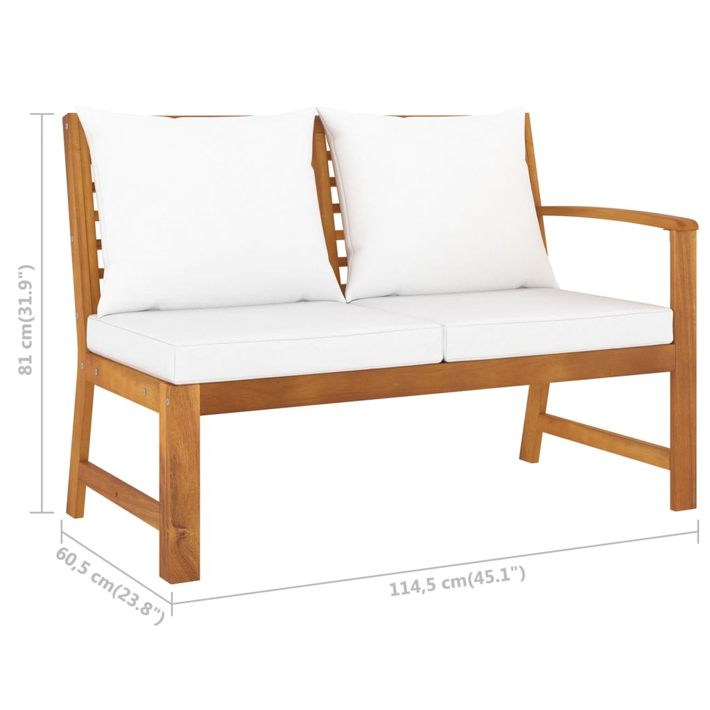 vidaXL 4 Piece Patio Lounge Set with Cushion Cream Solid Acacia Wood-9