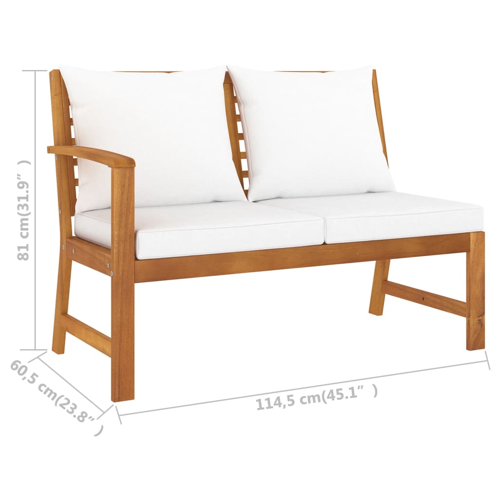 vidaXL 5 Piece Patio Lounge Set with Cushion Cream Solid Acacia Wood-11