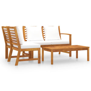 vidaXL 4 Piece Patio Lounge Set with Cushion Cream Solid Acacia Wood-0