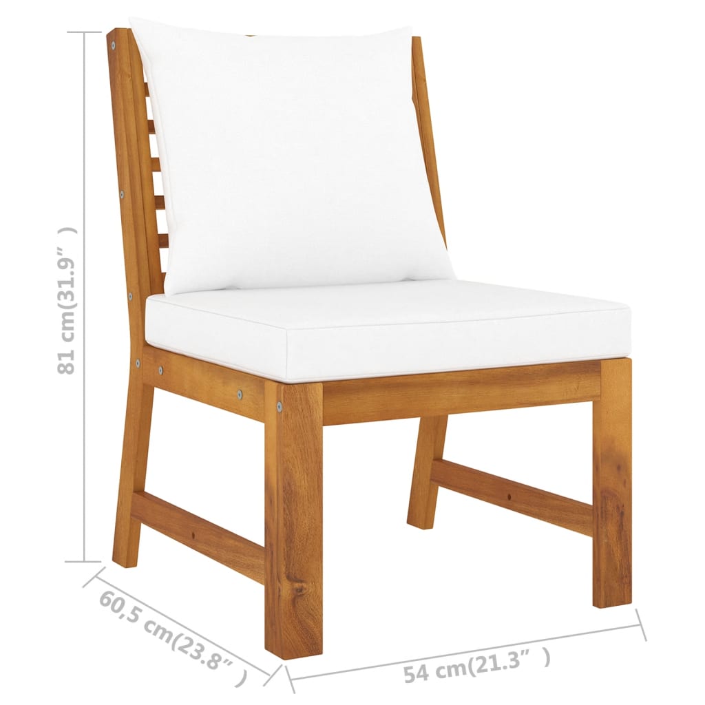 vidaXL 4 Piece Patio Lounge Set with Cushion Cream Solid Acacia Wood-11