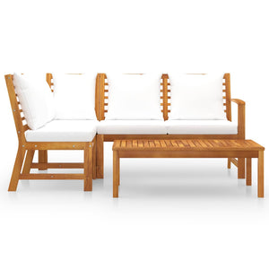 vidaXL 4 Piece Patio Lounge Set with Cushion Cream Solid Acacia Wood-1