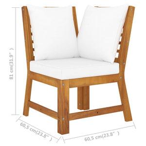 vidaXL 4 Piece Patio Lounge Set with Cushion Cream Solid Acacia Wood-9