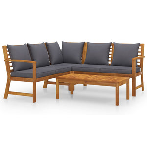 vidaXL 4 Piece Patio Lounge Set with Cushion Solid Acacia Wood-0