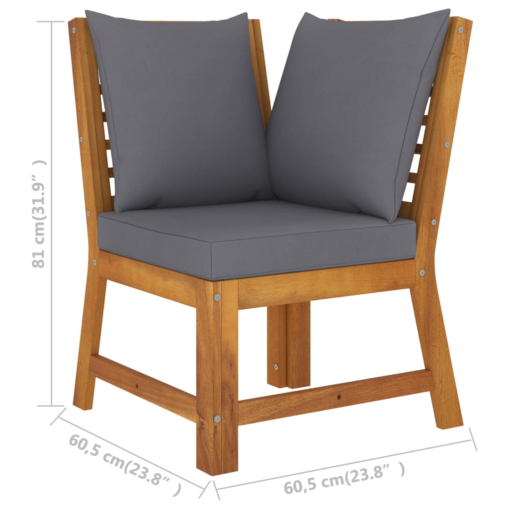 vidaXL 4 Piece Patio Lounge Set with Cushion Solid Acacia Wood-11