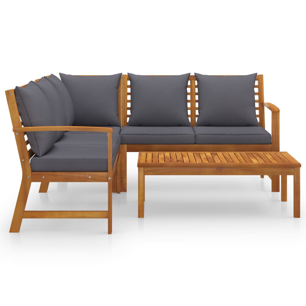 vidaXL 4 Piece Patio Lounge Set with Cushion Solid Acacia Wood-1