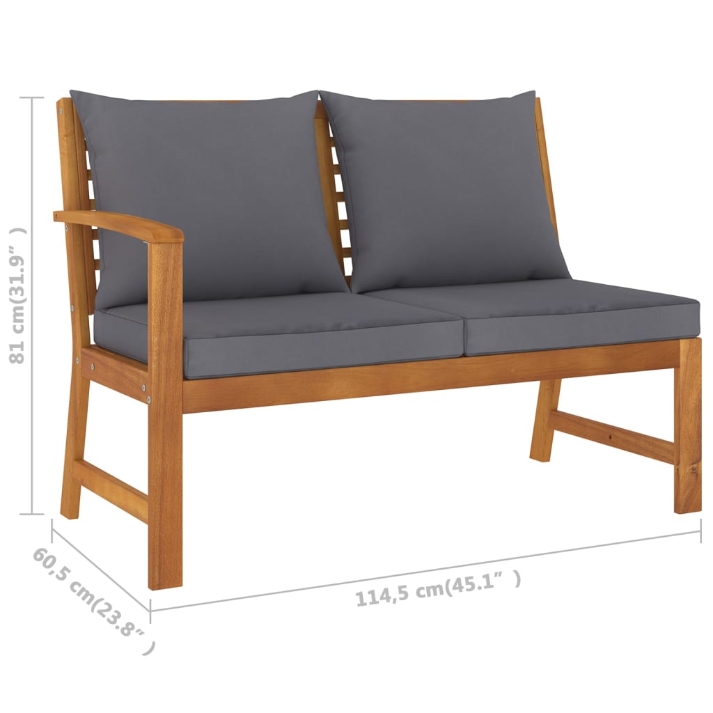 vidaXL 4 Piece Patio Lounge Set with Cushion Solid Acacia Wood-9