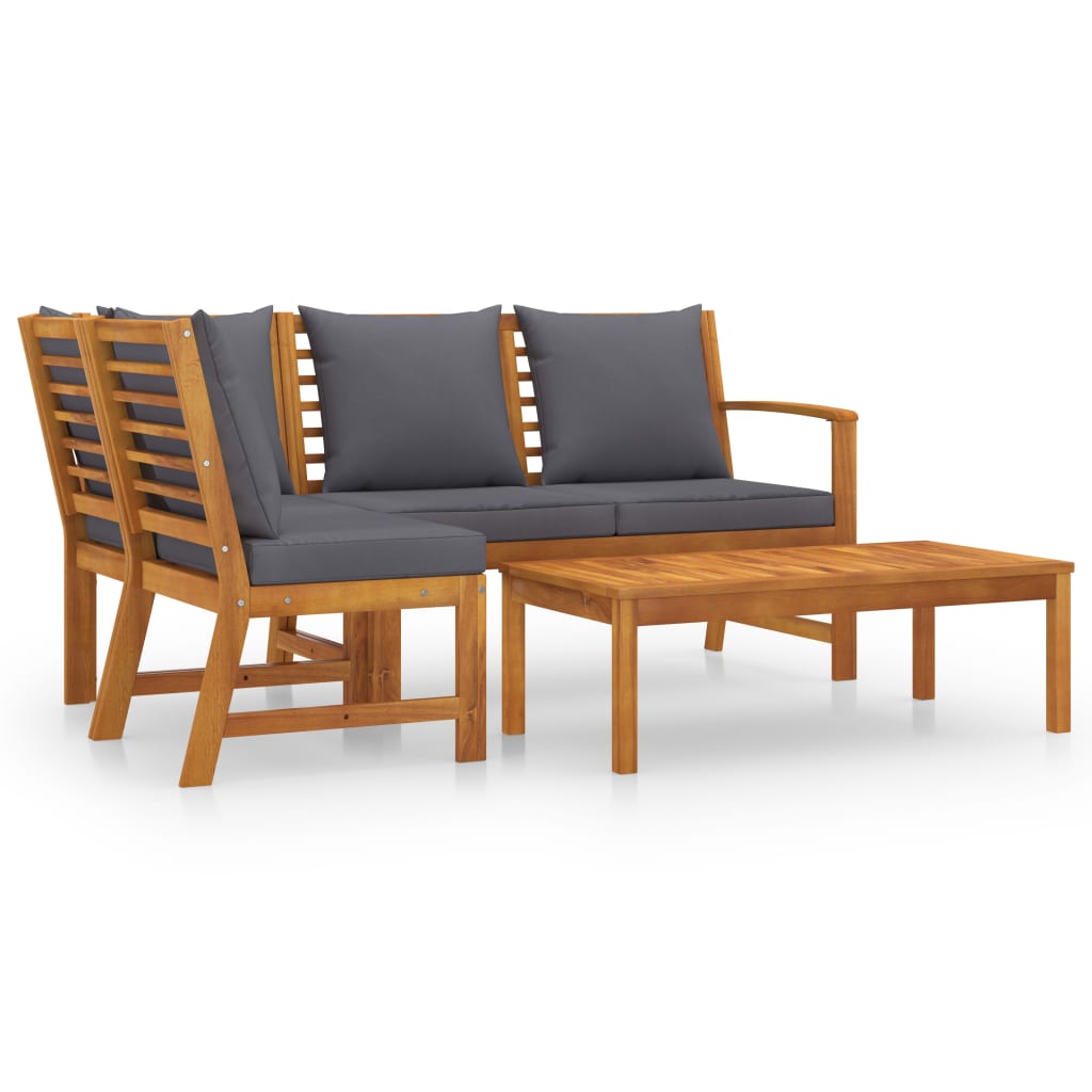 vidaXL 4 Piece Patio Lounge Set with Cushion Solid Acacia Wood-0