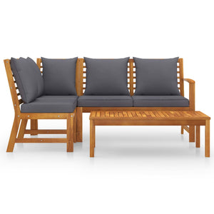 vidaXL 4 Piece Patio Lounge Set with Cushion Solid Acacia Wood-1