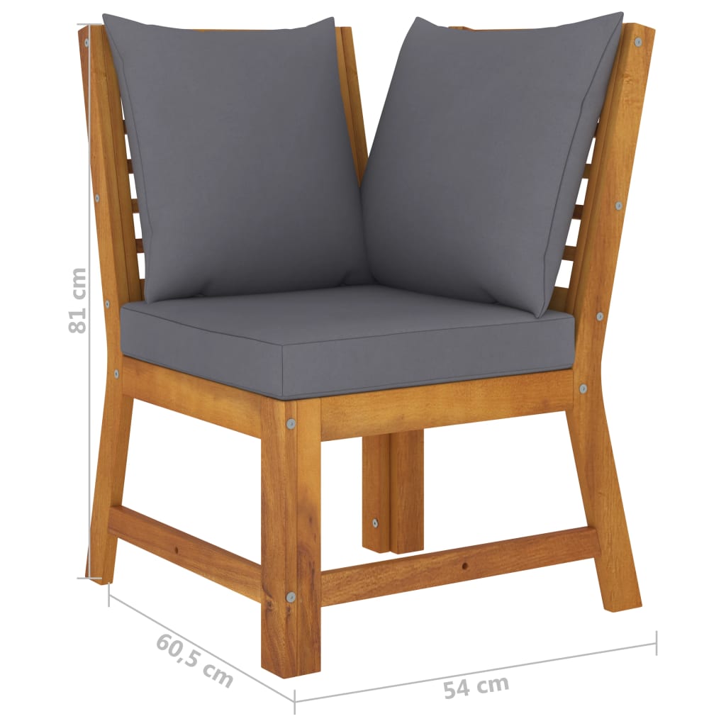 vidaXL 4 Piece Patio Lounge Set with Cushion Solid Acacia Wood-9