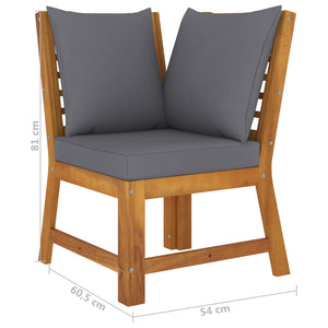 vidaXL 4 Piece Patio Lounge Set with Cushion Solid Acacia Wood-9