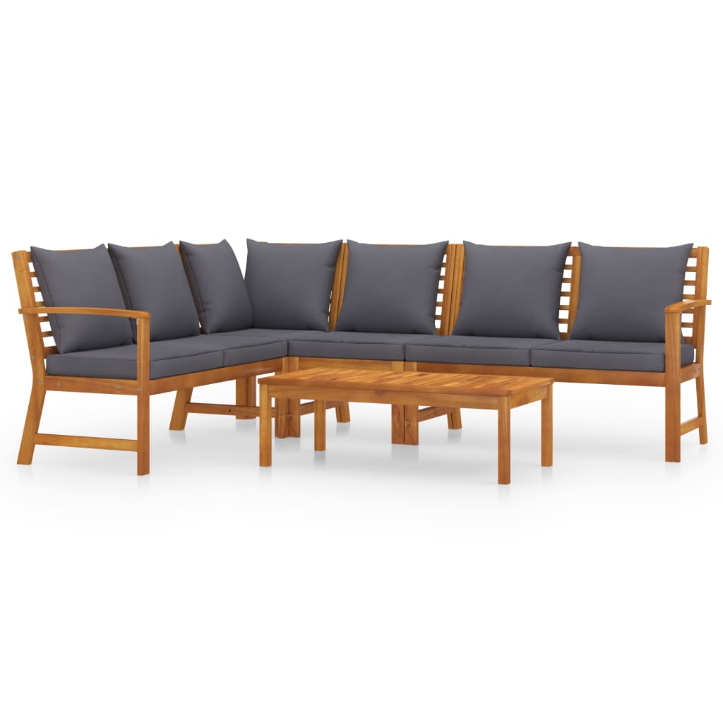 vidaXL 5 Piece Patio Lounge Set with Cushion Solid Acacia Wood-0