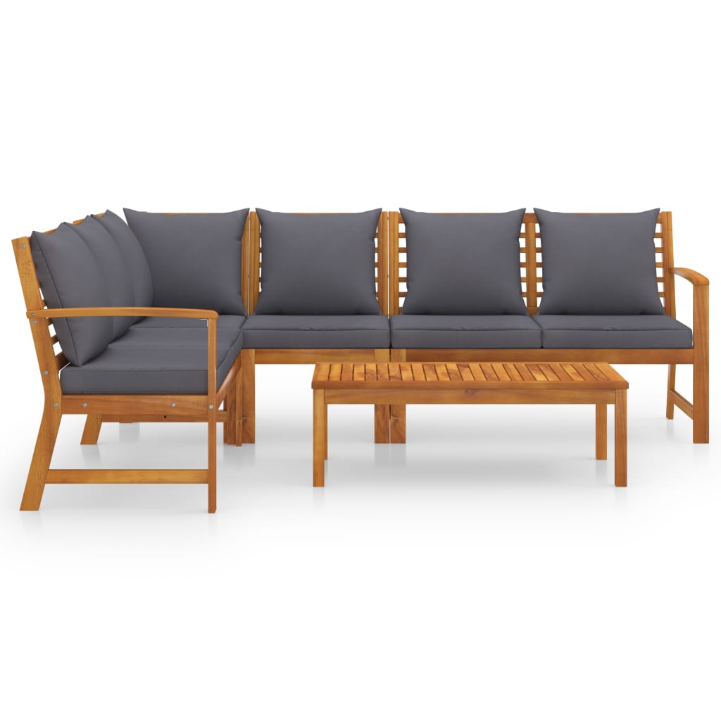 vidaXL 5 Piece Patio Lounge Set with Cushion Solid Acacia Wood-1