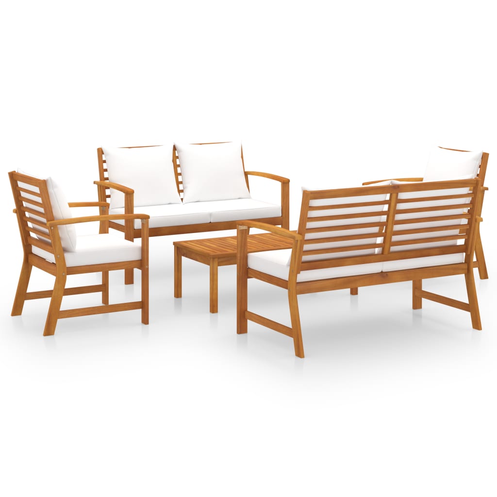 vidaXL 5 Piece Garden Lounge Set with Cushion Solid Acacia Wood-1