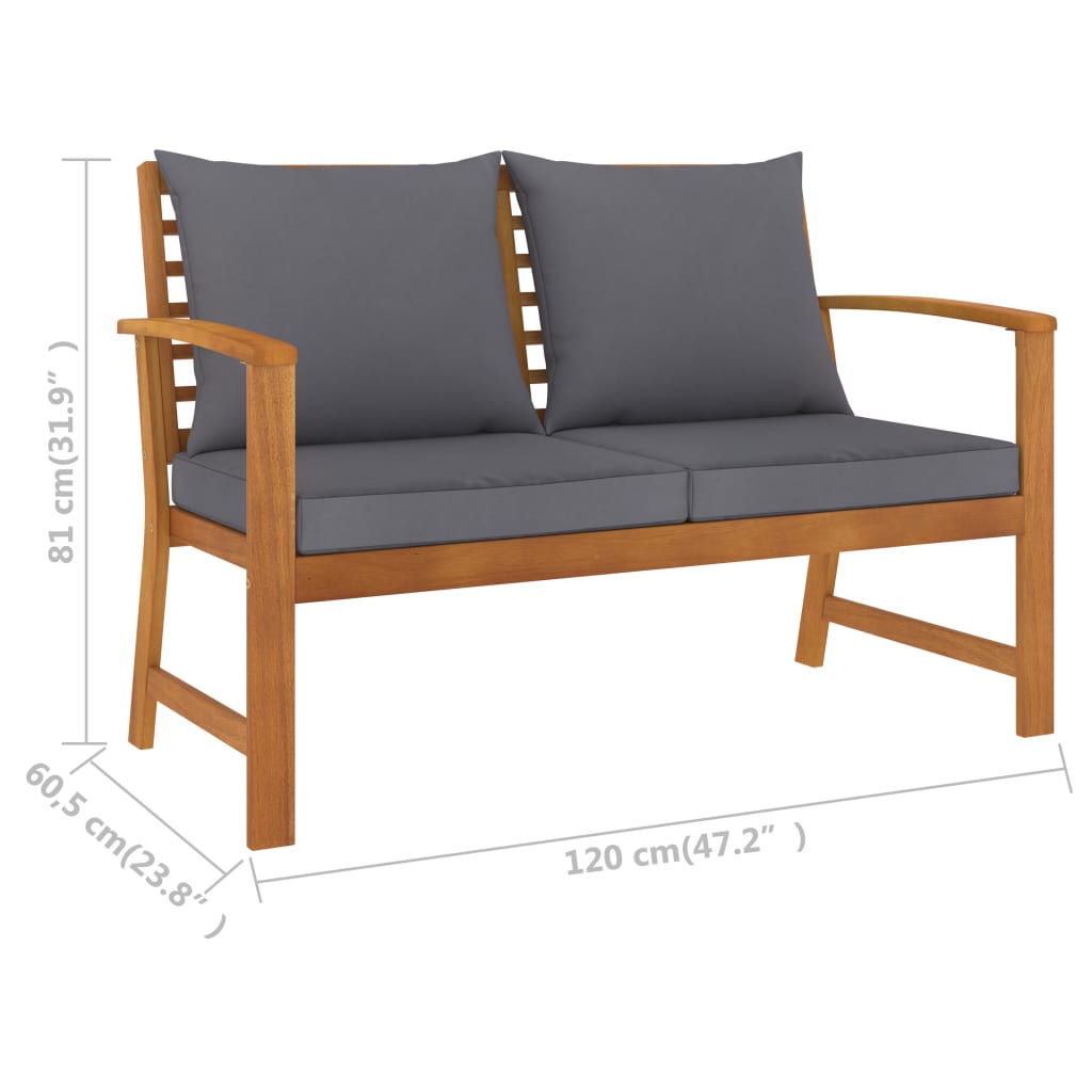 vidaXL 5 Piece Garden Lounge Set with Cushion Solid Acacia Wood-9