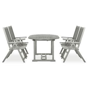 vidaXL 5 Piece Patio Dining Set Solid Acacia Wood Gray-0