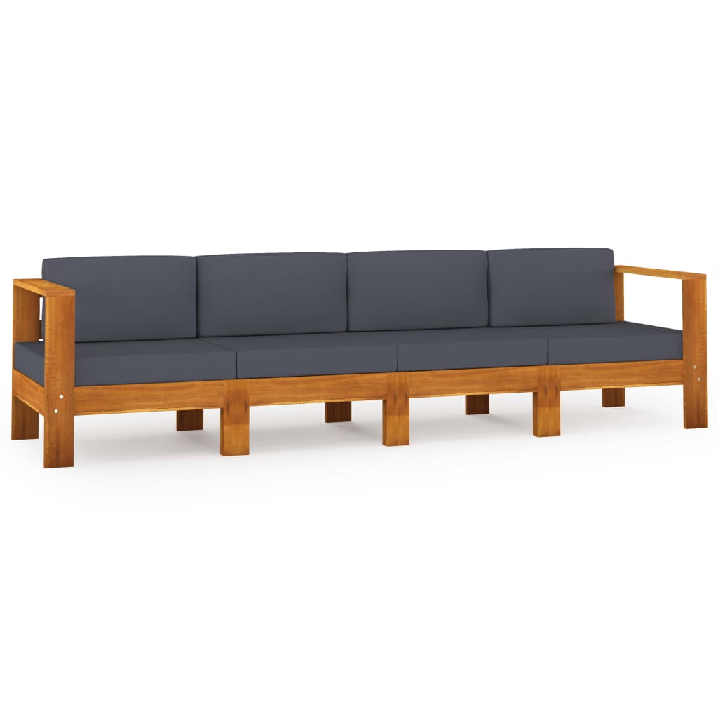 vidaXL 4-Seater Patio Sofa with Dark Gray Cushions Acacia Wood-1