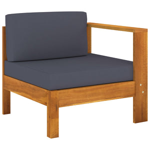 vidaXL 6 Piece Patio Lounge Set with Dark Gray Cushions Acacia Wood-6