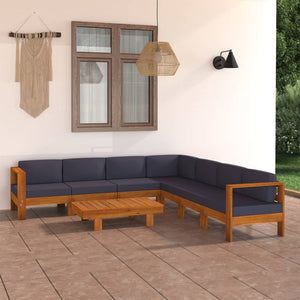 vidaXL 8 Piece Patio Lounge Set with Dark Gray Cushions Acacia Wood-2